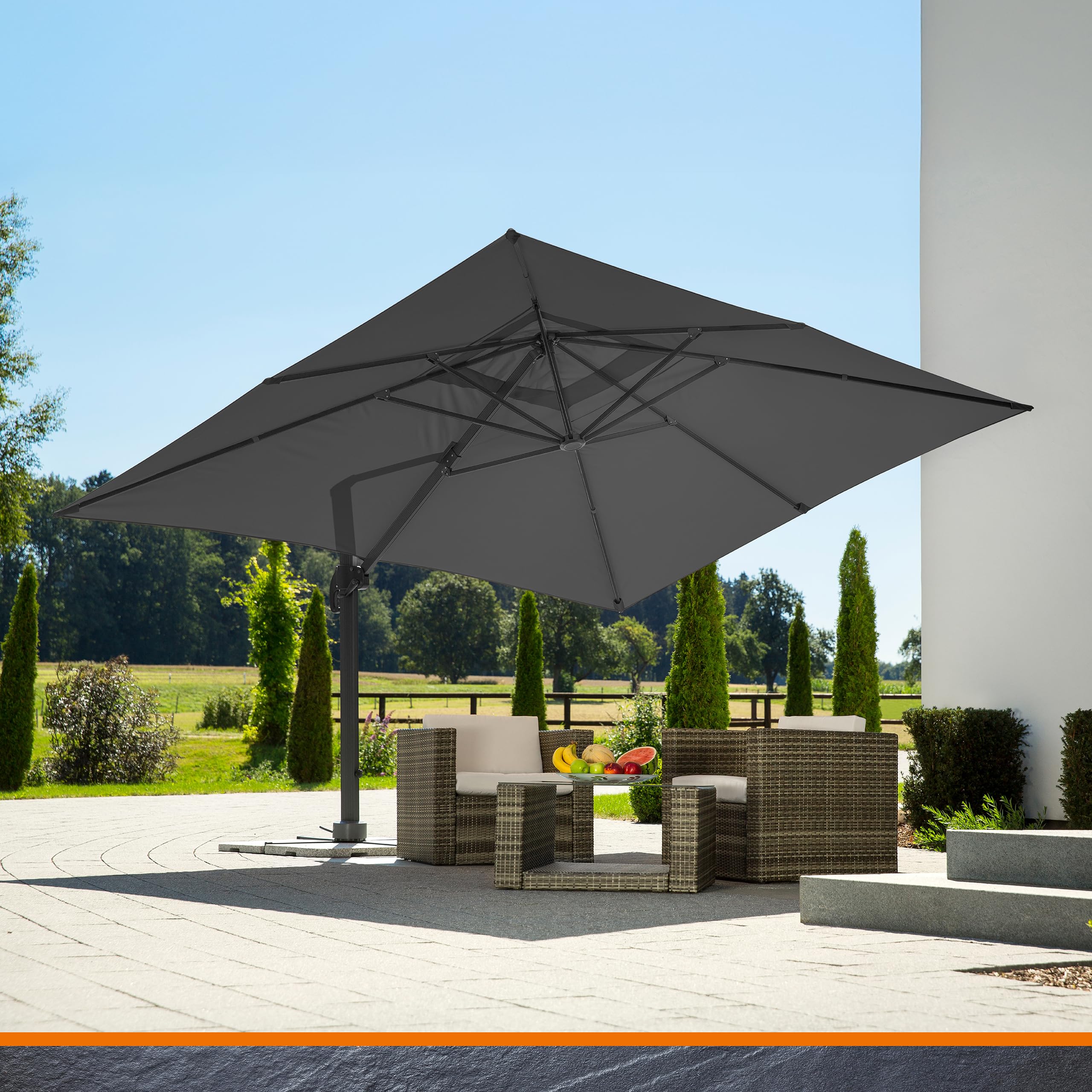 Schneider Sonnenschirm RHODOS GRANDE ca. 400 x 300 cm anthrazit, Anthracite 2