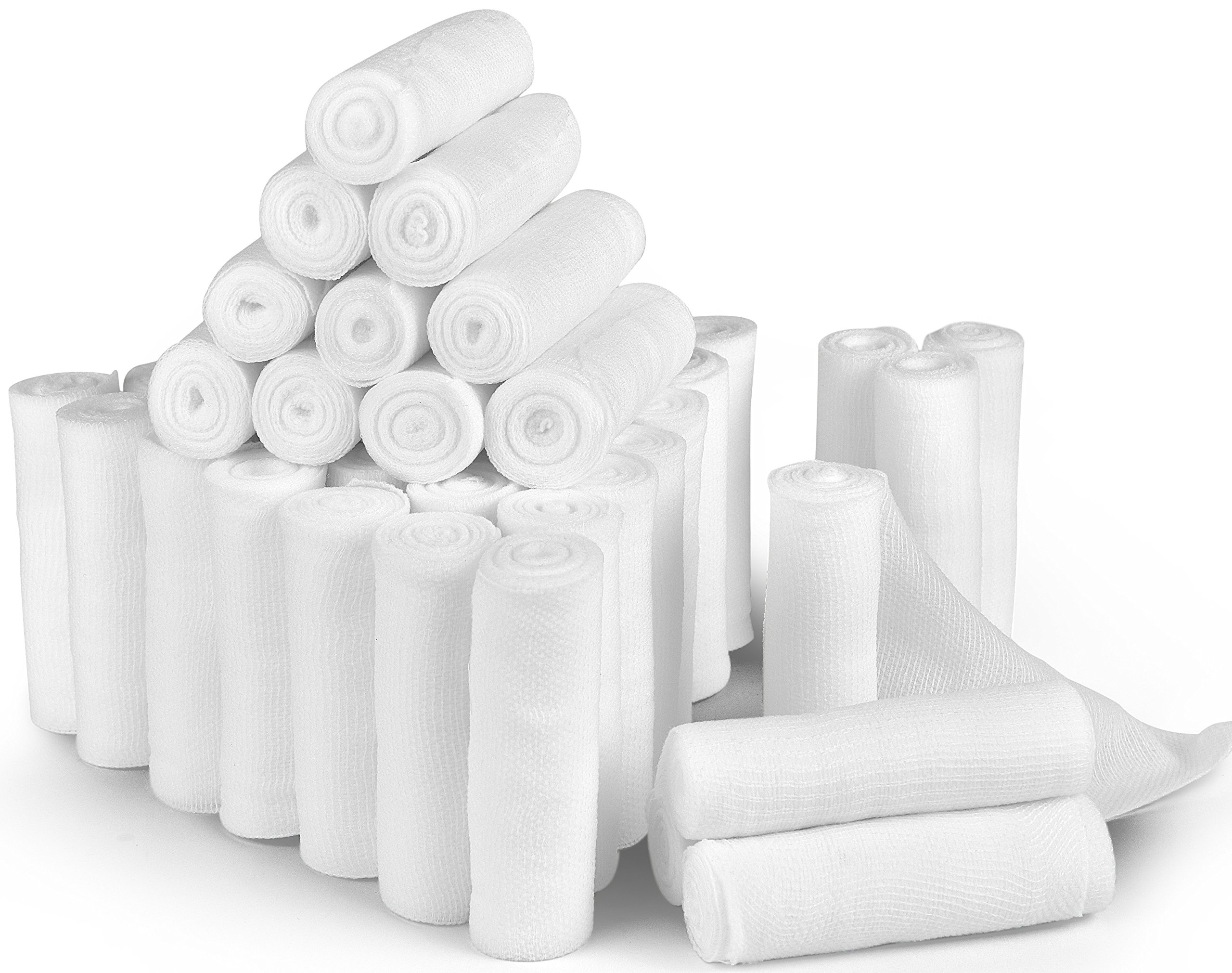 D&H Medical 24 Bulk Pack Gauze Stretch Bandage Roll, 4 Inch X 4 Yards FDA Approved, Used for