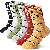 Kids Girls Toddlers Merino Wool Cat Socks Thermal Winter Warm Thick Cozy Cute Funny Crew Socks 6 Pairs