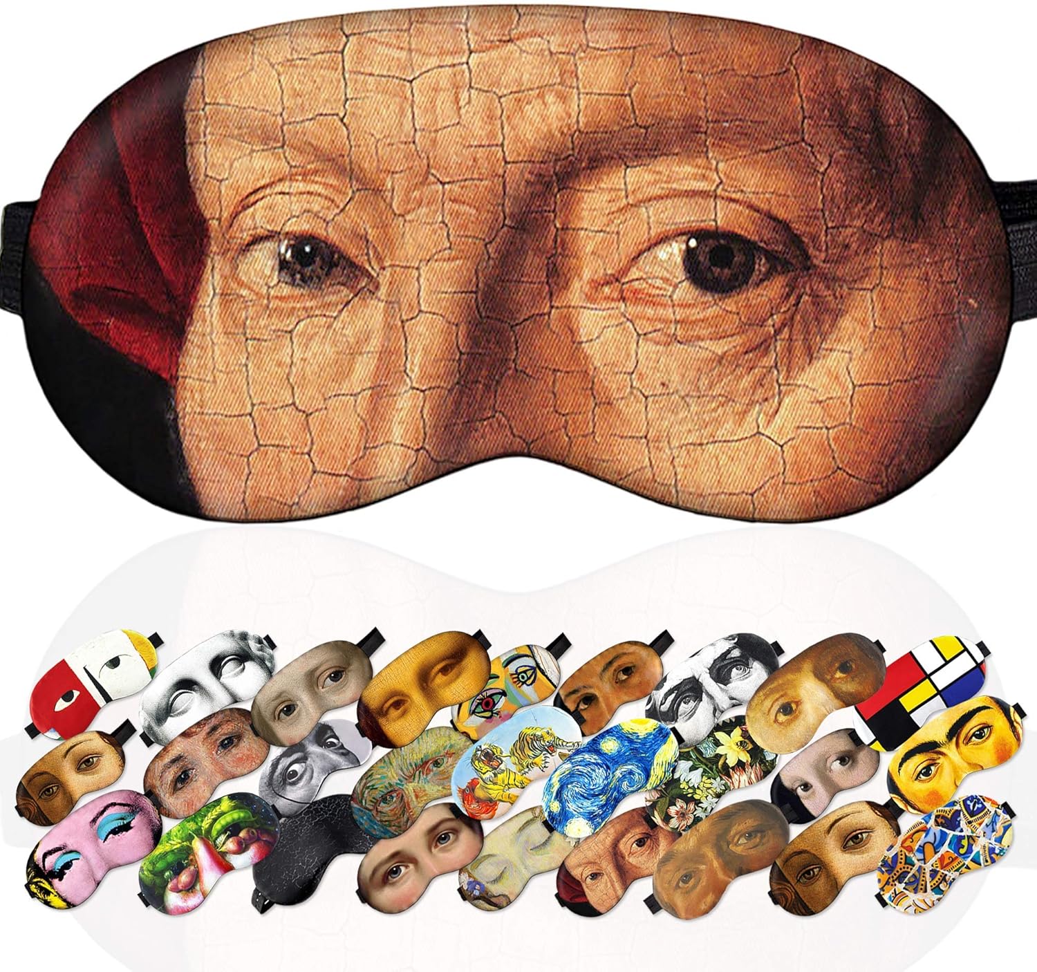 Sleep Mask Masterpieces for Men - 100% Soft Cotton - Comfortable Eye Sleeping Mask Night Cover Blindfold for Travel Airplane (Man in A Red Turban, Plastic Pack)