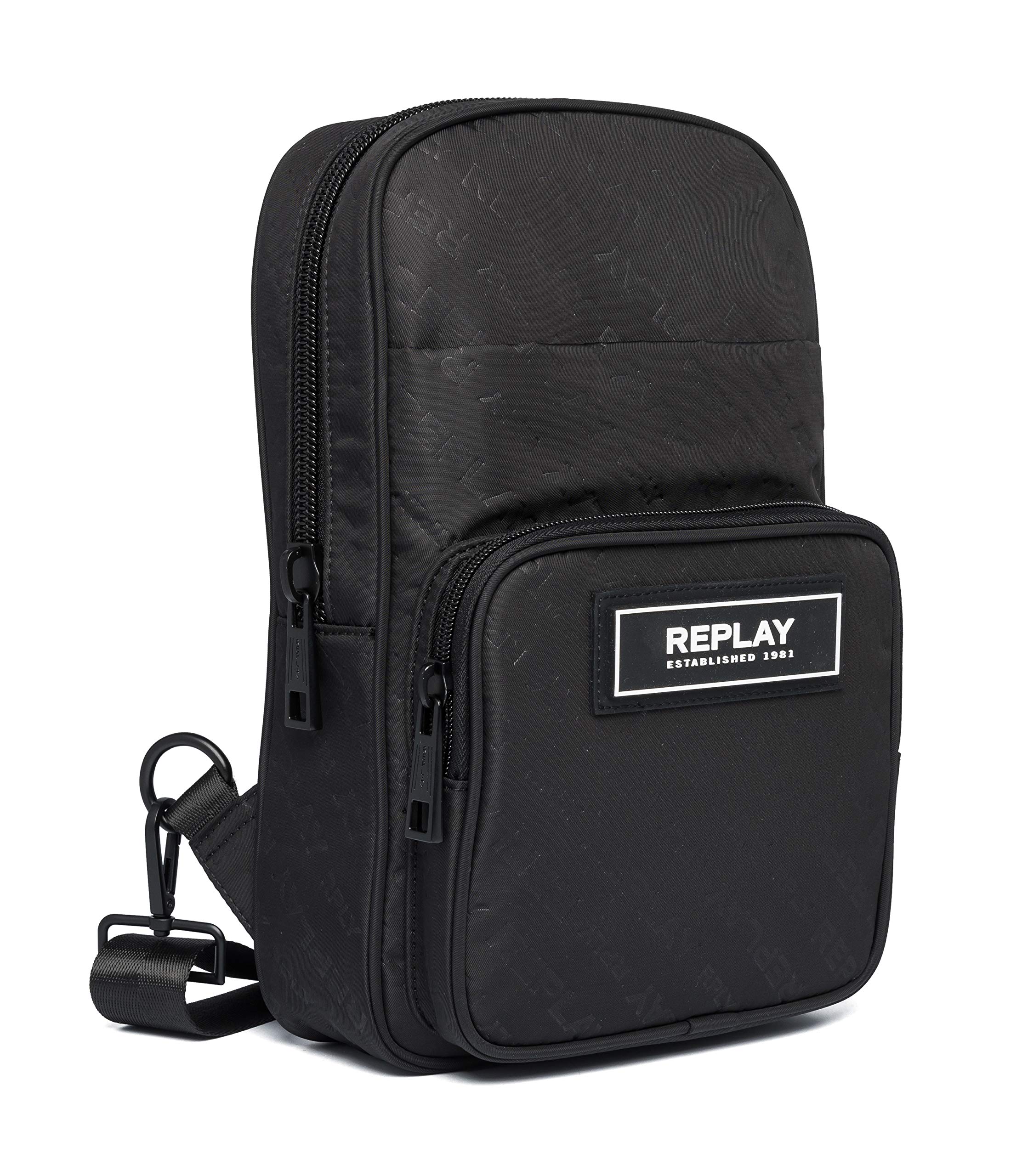Replay Men's Fm3501 Backpack Handbag, 098 Black, UNIC