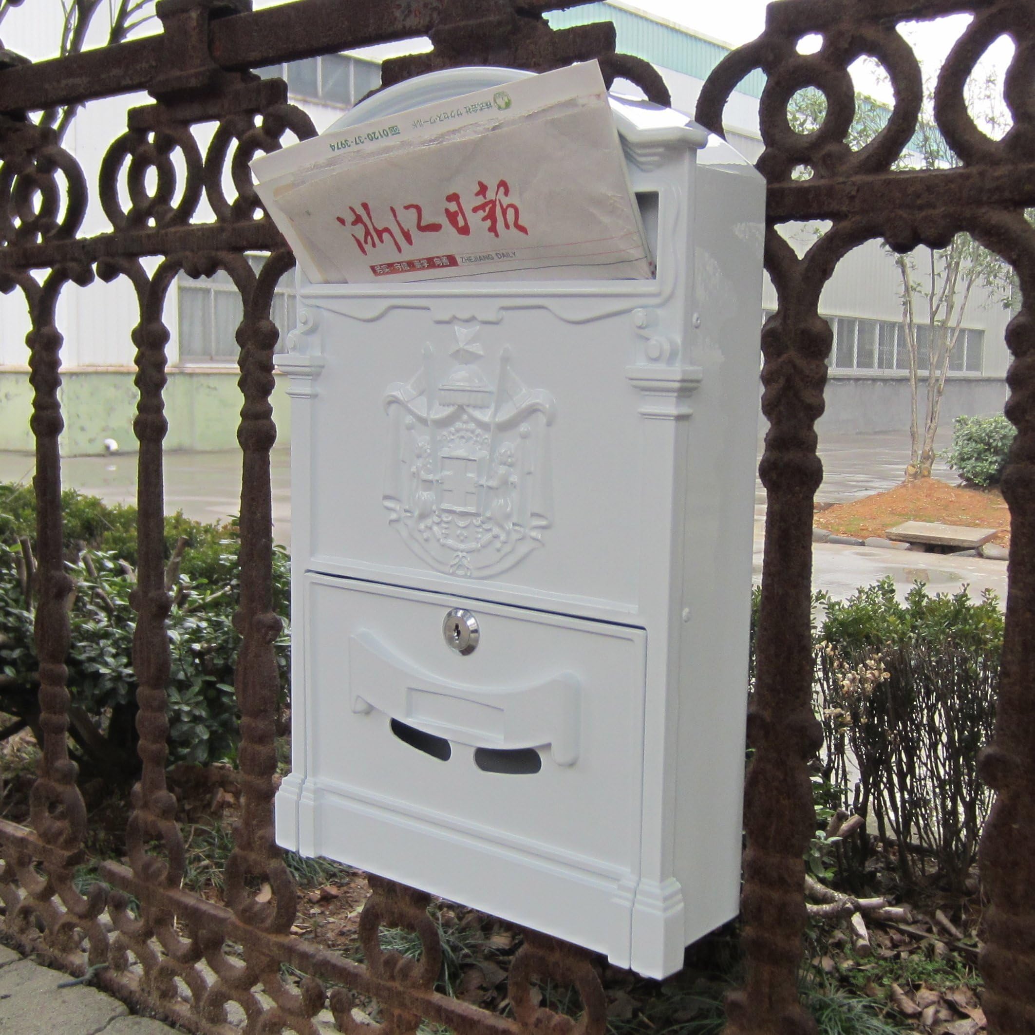 Traditional Aristocratic, Sun Identity Villa Cast Aluminum Mailboxes 49 Colors Available (13 White Smooth)