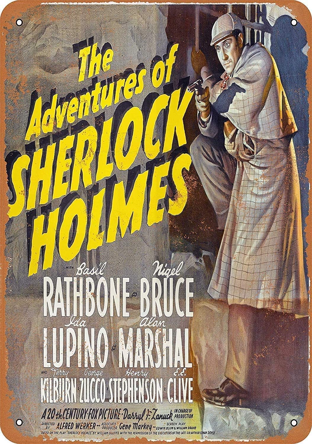 NOT Adventures of Sherlock Holmes Movie Metal Wall Sign Tin Warning Hanging Signs Vintage Plaque Art Poster Painting Celebrity Yard Garden Door Bar Cafe Easter