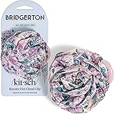 Kitsch Medium Satin Rosette Flat Claw Clips for Women - Stylish Flat Hair Clips, Strong Hold for Thick & Fine Hair | Non-Slip for Secure, Comfortable All-Day Wear (Wisteria, Medium)