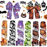 Yuxung 6 Rolls 30 Yards Halloween Wired Edge Ribbon Ghost Pumpkin Ribbon | 2 Inch Wide, Witch Hat Spider Web Bat Print, Halloween Floral Bow Making, Wreath Craft DIY, Gift Party Decor, 6 Styles