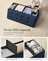 SONGMICS Storage Ottoman Foldable 38x110x38 cm Velvet Deep Blue LSF277Q51 view 6