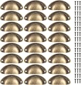 LJHOME 24 Pcs Shell Cup Handles Semi Circle Drawer Pulls Bronze Antique view 1