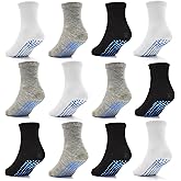 Tphon Toddler Socks with Grippers Toddler Boy Socks for Baby Children 12 Pairs Kids Anti Skid Sock 0-7 Years