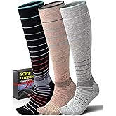 Soft Cotton Compression Socks for Women Men 20-30mmHg - Knee High Support for Circulation, Nurses, Pregnancy, Travel