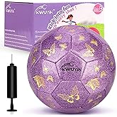 OKWUYiK Soccer Ball Size 3 Purple Pink Glitter Butterfly Football for Kids Sparkle Gift for Boys Girls Toddlers Aged 3-8 Easter Birthday Present for Youth Kids Indoor Outdoor Practice