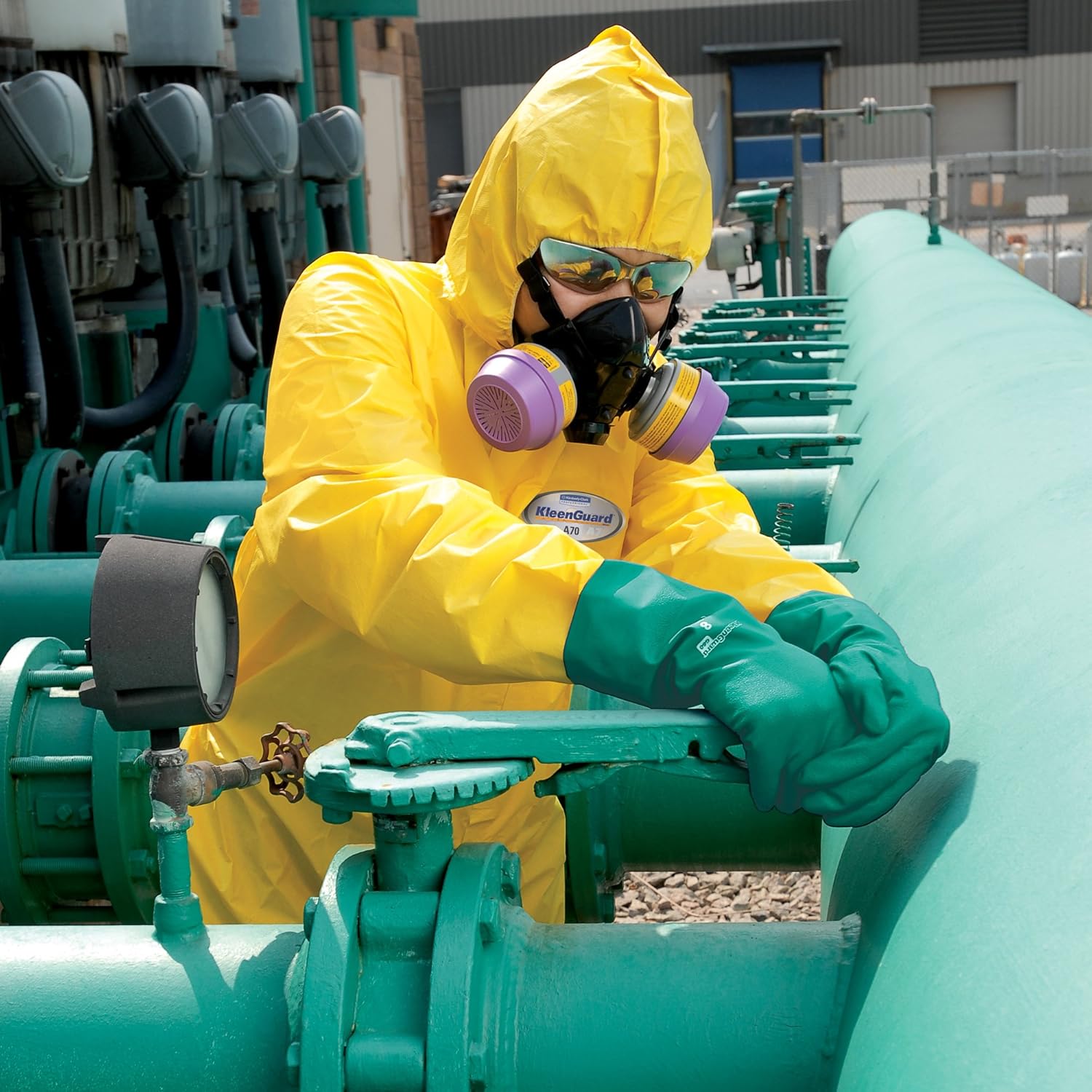 Kleenguard A70 Chemical Spray Protection Coveralls (00683) Suit, Hooded, Booted, Zip Front, Elastic Wrists, Size Large, Yellow, 12 Garments/Case: Industrial & Scientific