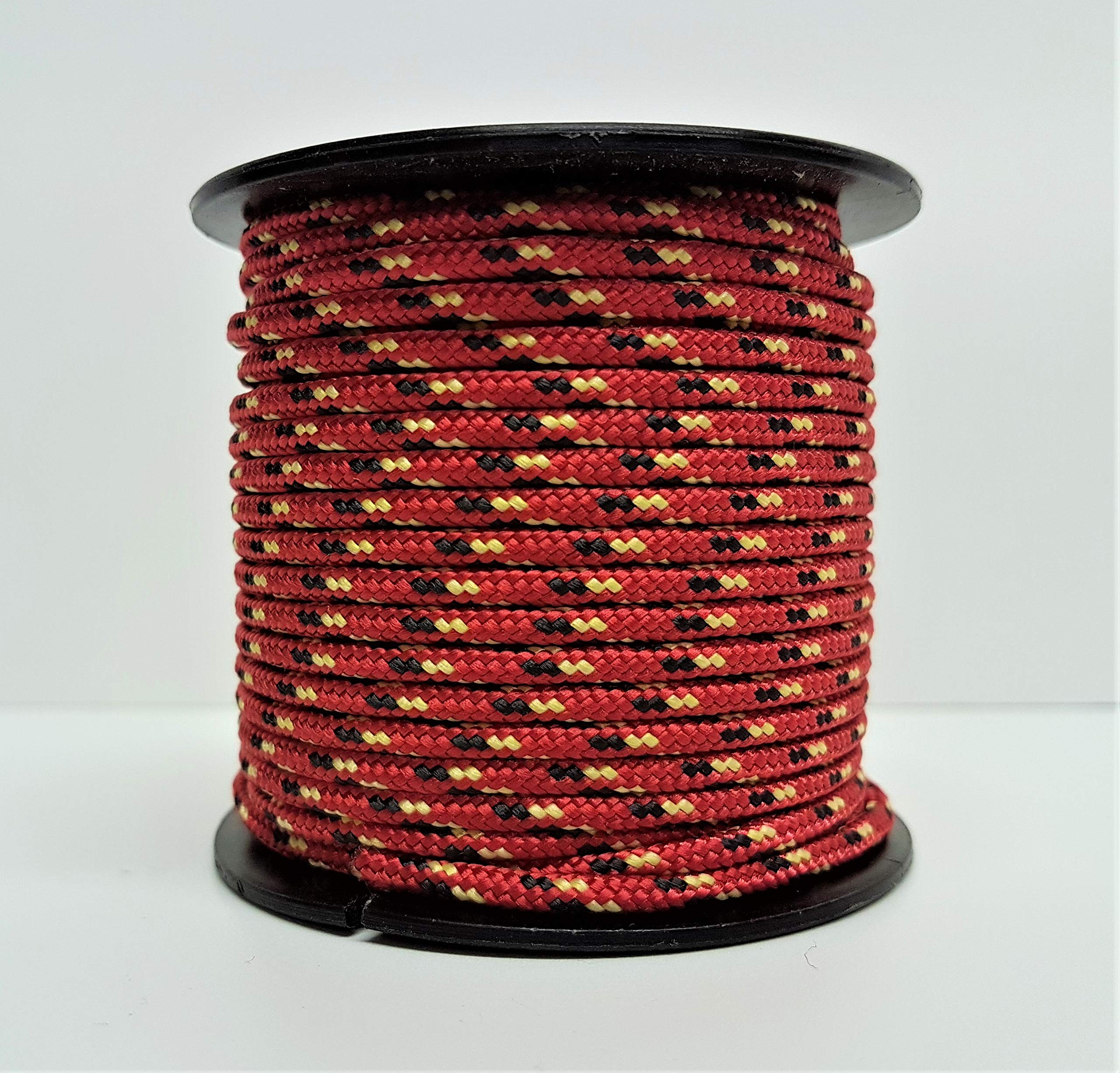 Rota Marine 3mm 19Mt Mini Reels Polyester Braided Rope Boat Tent Kayak Mini Spools - Color: Red Black & Yellow Fleck