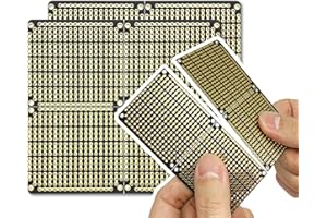 ElectroCookie PCB Prototype Board, Snappable Strip Board with Power Rails for Electronics Projects Compatible for DIY Arduino Soldering Projects, Gold-Plated, 3.8"x3.5" (2 Pack, Matte Black)