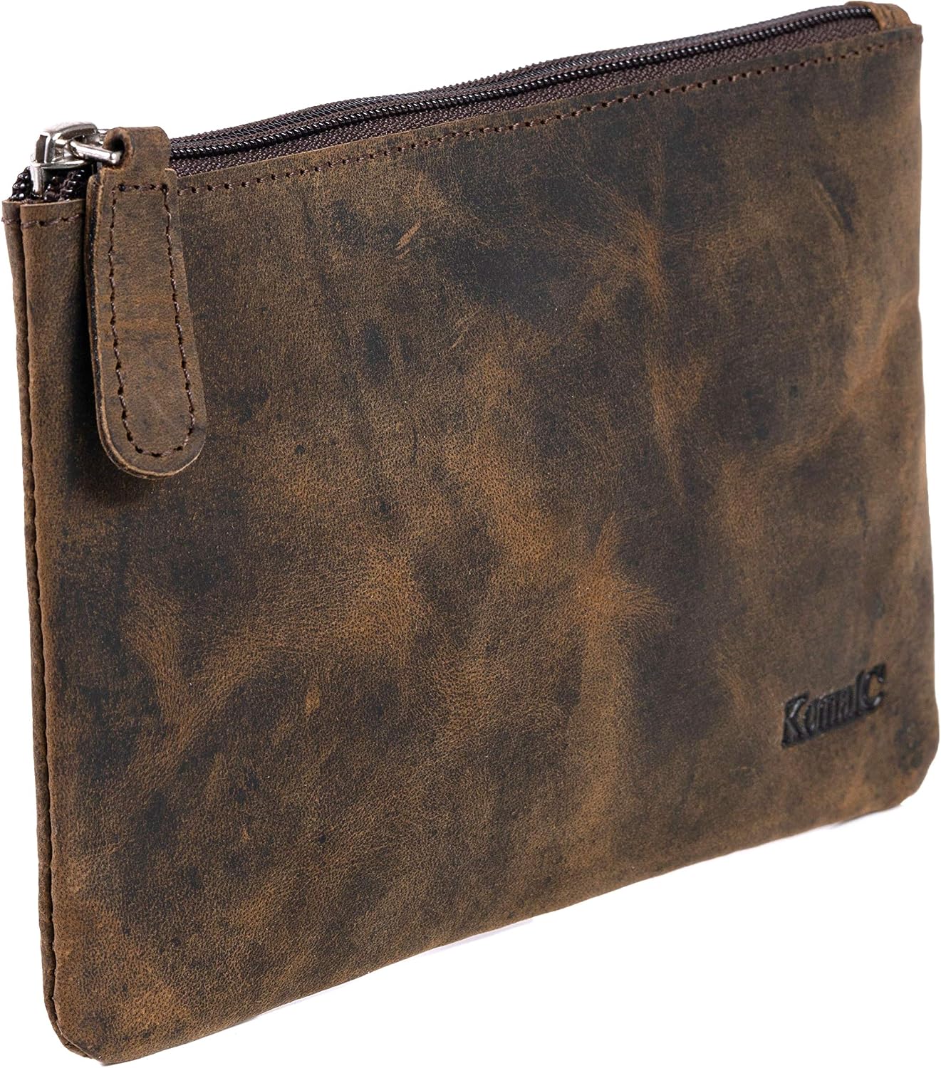 Leather Pencil pouch pen case zippered pencil case Sleeve Elegant and pratical gift for students,artists. Perfect for school,office,college by KomalC