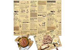 OTOPETE 200Pcs Food Paper Sheets, 12"x16" Grease Resistant Food Wrapper Paper, Newspaper Theme Gift Wrapping Paper, Large Size Tray Liner, for Home Kitchen Baking, Picnic, Party, Kraft Paper