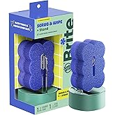 Brite by Scotch-Brite Scrub &amp; Wipe with Drain + Dry Stand, Kitchen Sponge for Washing Dishes, 1 Scrub Sponge