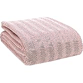 GLAMBURG 100% Soft and Breathable Cotton Thermal Blanket King Red - Perfect for Layering Any Bed for All Season