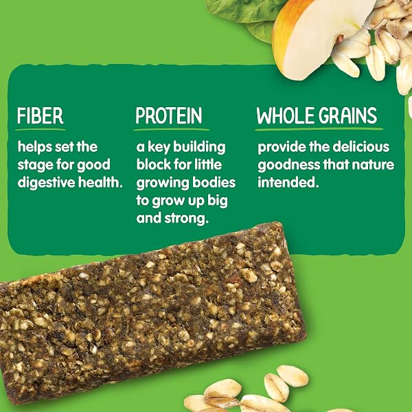 HAPPY TOT ORGANICS FIBER & PROTEIN SOFT-BAKED OAT ORGANIC TODDLER SNACK APPLE & SPINACH, ORGANIC GLUTEN FREE KOSHER NON-GMO, 4.4 OUNCE BARS (PACK OF 5)
