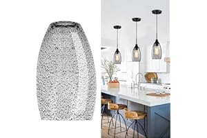 Viinew Black Seeded Art Glass Pendant Lamp Shade 4.72" Glass chandeliers Cover Mini Oval Light Shade Replacement Shade Only Light Fixtures for Kitchen Island pendant light 1-Pack