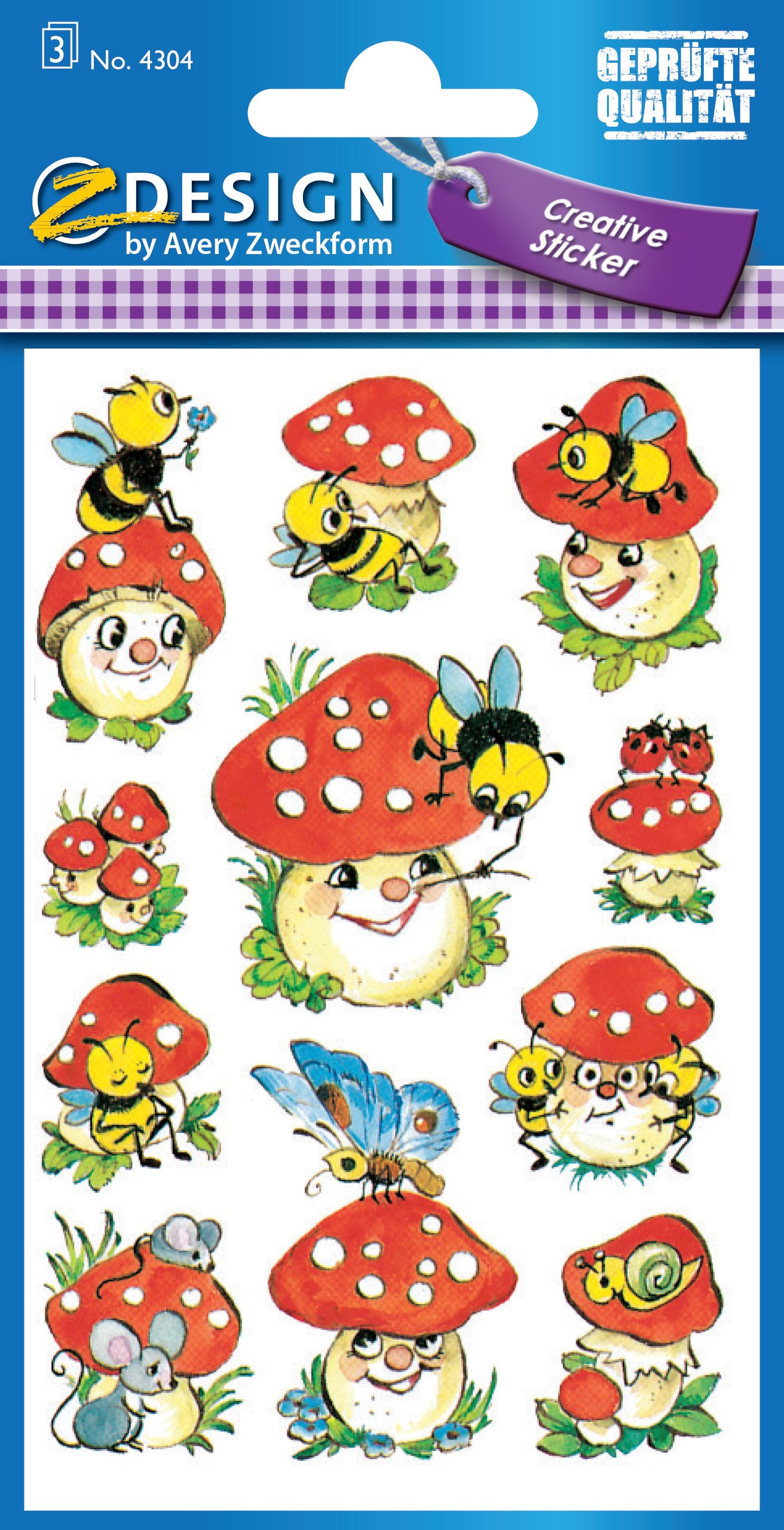 AVERY Zweckform 4304 Decorative Stickers Toadstools Aufkleber (33) Colourful