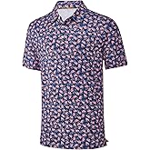 Mens Golf Shirt Short Sleeve Dry Fit Print Moisture Wicking Performance Patterns Collared Polo Shirt