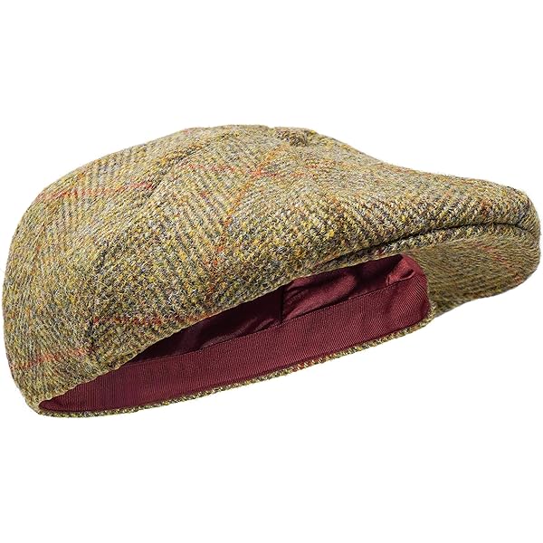BORGES & SCOTT Gorra Plana Woodsman - Totalmente Impermeable - Yorkshire Tweed – Exterior Lana 100% - Hoja de otoño 54cm