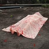 80UncleKimby 5.4ft Halloween Decorations Outdoor Props - Scary Hallowmas Back from The Grave Dead Victim Prop for Haunted House Party Decor(Assembly Needed) Red