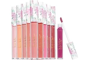 NICOLE MILLER NEW YORK Nicole Miller Lip Gloss Collection Shimmery Glosses for Women and Girls Long Lasting Color Set with Rich Varied Colors, Flowery Pink, 10 Count (Pack of 1)
