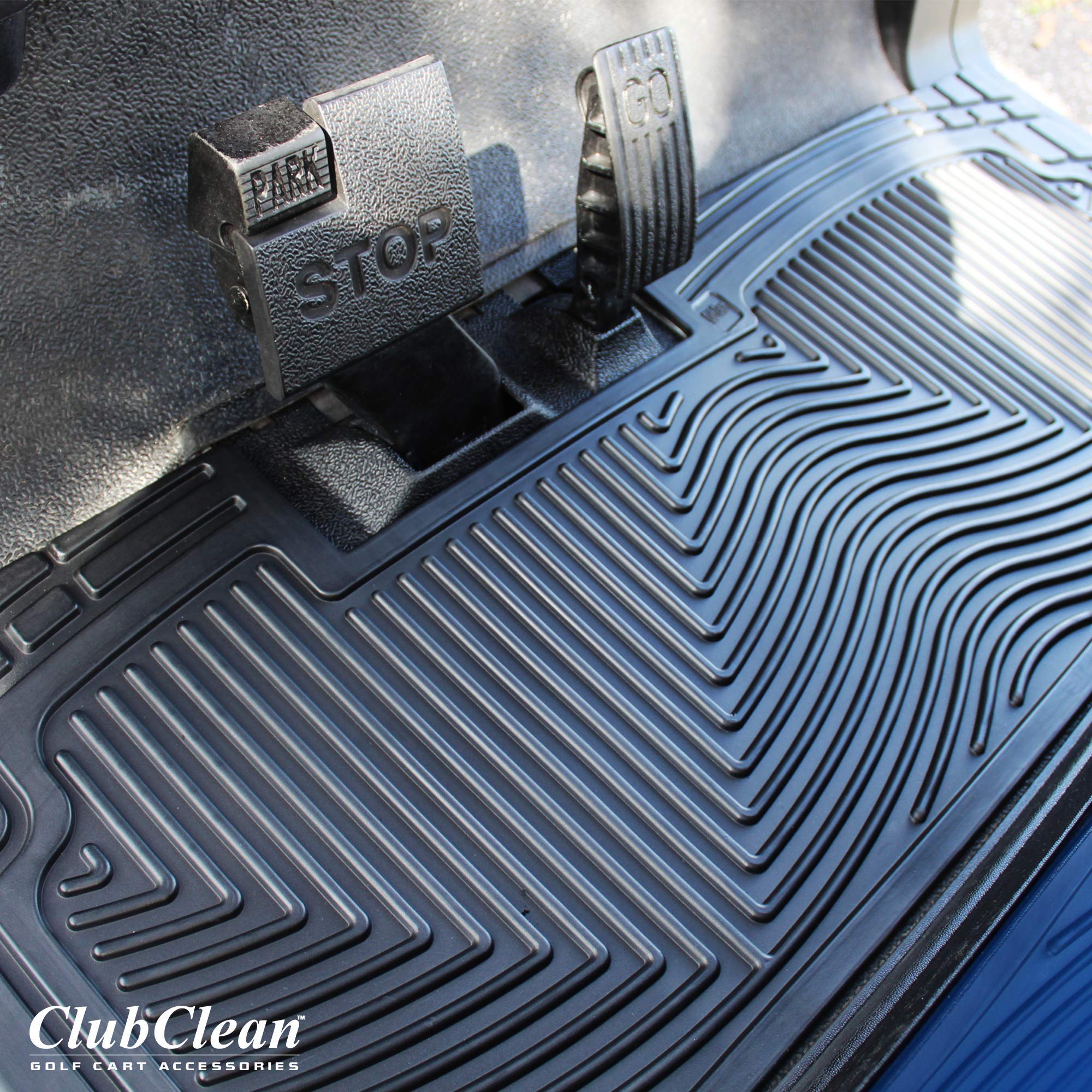 Club Clean Club Car Precedent Floor Mat – Custom Golf Cart Floor Mat – Fits Precedent Model – Only Golf Car Mat to Meet 6 ASTM Standards – Black Rubber Golf Cart Mat 8mm Thick – Patented Liner