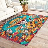 Day of The Dead Area Rug - Day of The Dead Rug & Home Decor - 2x3 Rug - Sugar Skull Rugs for Entryway - Mexican Carpet - Washable Non Slip Soft Low Pile Indoor Door Mat & Room Decor