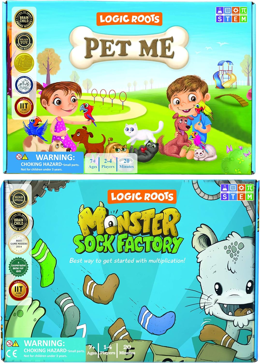 Logic Roots Multiplication and Division Games Pack of 2, Pet Me and