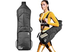 WARRIOR2 Yoga Mat Bag Carrier - Large Pockets & Water Bottle Holders. Yoga Backpack Fits 0.5" Thick x 26" Wide Mats. Hands-Fr