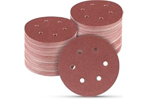 POTUINOM 100 PCS 6 Inch Sanding Discs 80 Grit, 6 Hole Hook and Loop Sandpaper, Round Orbital Sand Paper Discs for Sander