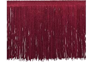 DÉCOPRO 6" (15cm) Long Solid Chainette Fringe Trim (Style# CF06), Dark Wine Red #E10 (Dark Burgundy Red) Sold by The Yard (36"/3 ft/0.9m)