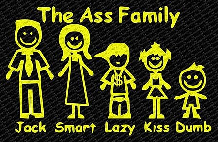 Amazon コレクタブルデカールズ Collectible Decals Ass Stick家族イラスト 面白いダイカットビニールデカール バンパーステッカー 10 Inch イエロー ステッカー デカール 車 バイク