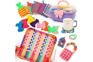 QXHOL Weaving Loom Kit for Kids Ages 8-12, DIY Arts and Crafts Loom Knitting Projects Set, Ideas Birthday Gifts for Girls Toys, Crochet Kit for Beginners Potholder Tools Creative Supplies With Elastic Cord
