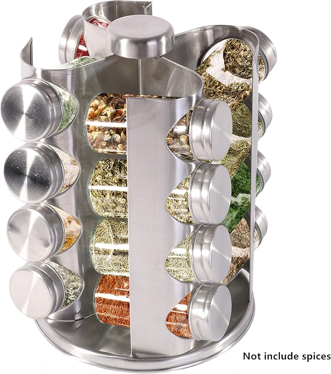 PENGKE Revolving Spice Rack, Stainless Steel Countertop