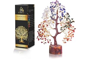 FASHIONZAADI 7 Chakra Tree - Crystal Bonsai Tree - Spiritual Decor - Spiritual Gemstones - Sculptures Home Decor - Crystal Gifts - Gemstone Tree - Tree of Life Decor - Desk Decorations