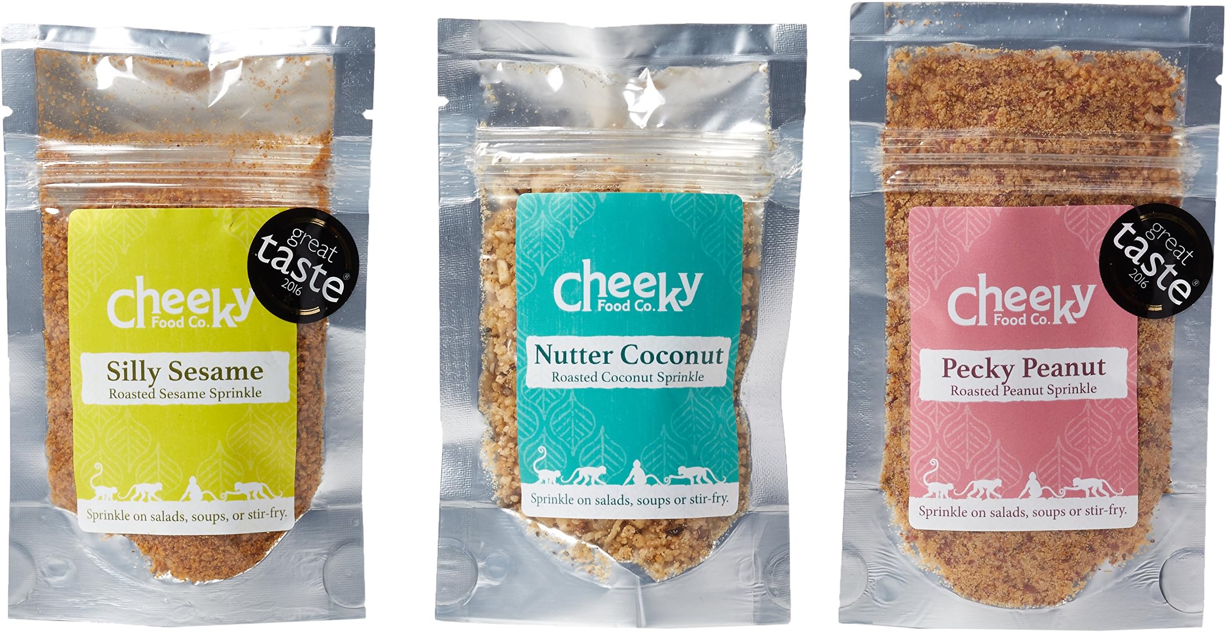 Cheeky Food Salad Sprinkles Mixed Bag of Spicy Seeds and Nuts Sprinkles/Coconut Peanut and Sesame (Pack of 3)