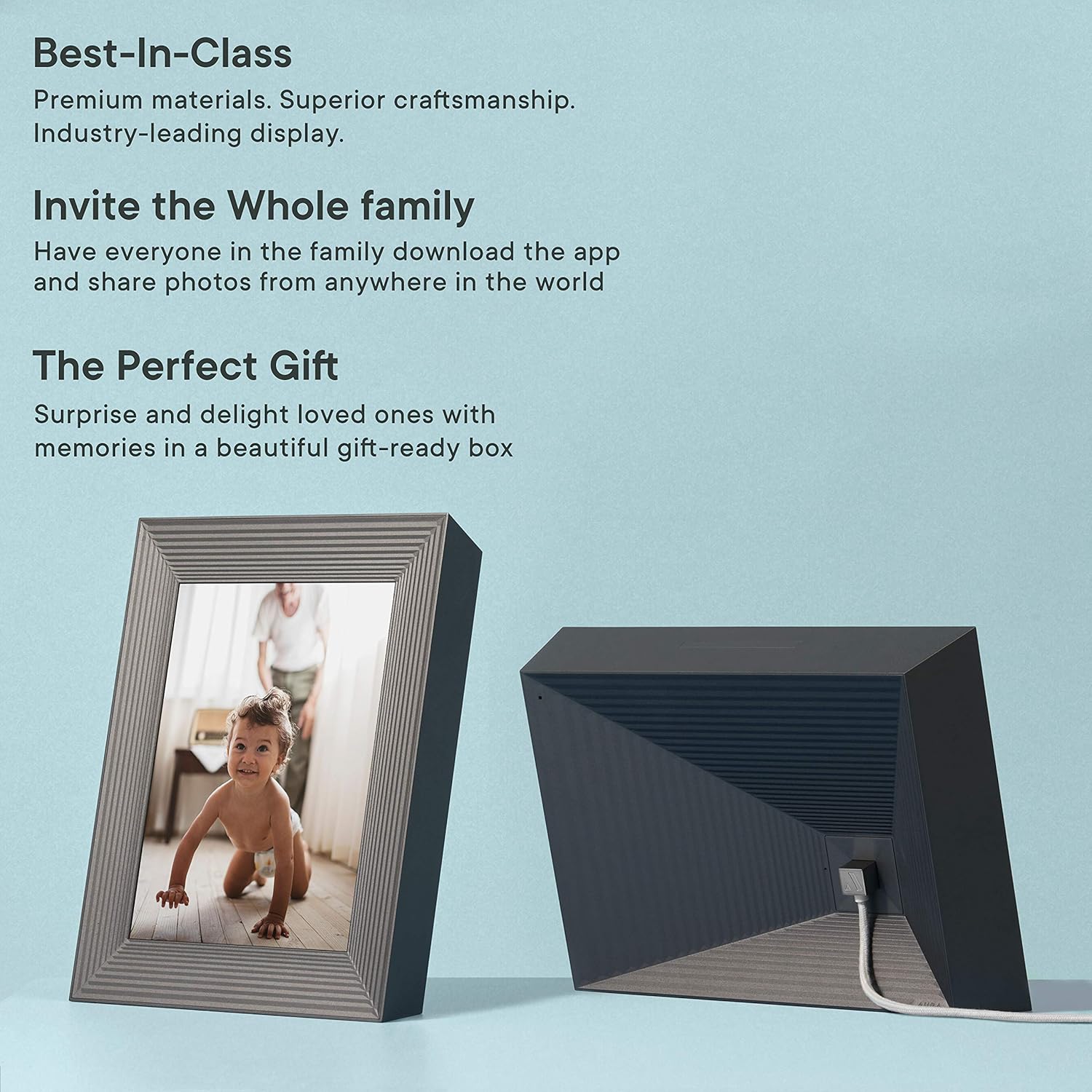 Aura Mason Smart Digital Picture Frame 9 Inch Free Unlimited Storage HD WiFi Frame The Best Way to Share Photos Feel Together from Away : Camera & Photo