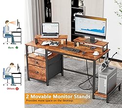 Furologee 47" Computer Desk with File Cabinet and
