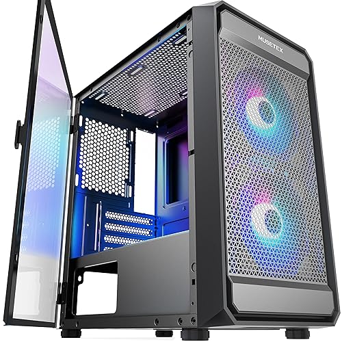 MUSETEX Matx PC Case, Computer Case with 2pcs ARGB Fans, Computer ...