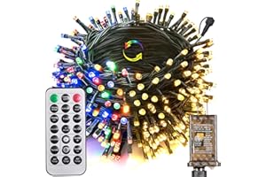 Joomer Color Changing Christmas Lights, 66FT 200 LED String Lights with Remote Timer Dimmable Connectable Fairy String Outdoor Waterproof for Christmas Decoration (Warm White to Multicolor)