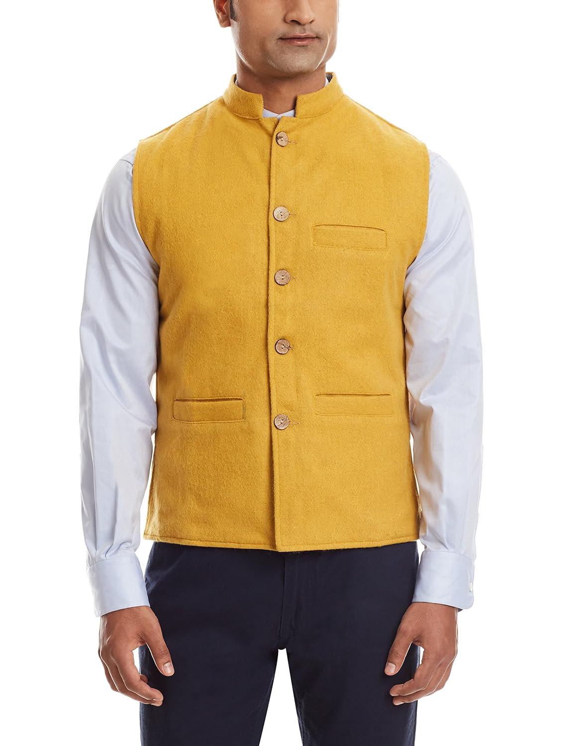 sobre estilo men's banded collar wool jacket