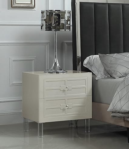 Iconic Home Naples Nightstand Side Table With 2 Self Closing