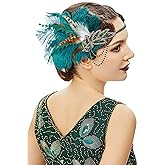 BABEYOND 1920s Headpiece Flapper Headband - Roaring 20's Sequined Showgirl Hair Band with Feather