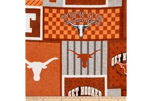 SYKEL ENTERPRISES NCAA Texas Longhorns College Patch Fleece, Fabric by the Yard