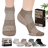 NOLUNT Diabetic Socks for Men,4 Pairs Low Cut Bamboo Viscose Wide Mens Diabetic Socks Size 9-11 10-13(Deep Grey+Brown+Beige+Black-Large)