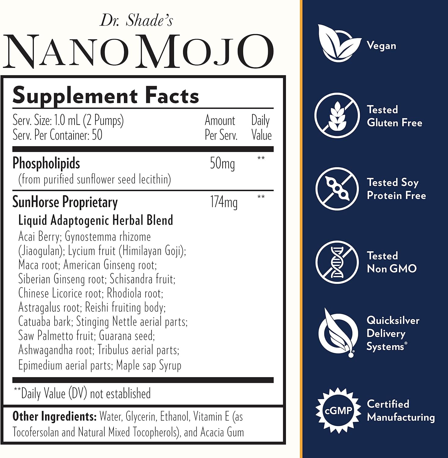 Quicksilver Scientific NanoMojo - 19 Herb Liposomal Adaptogenic Tonic with Tribulus, Epimedium, Rhodiola + Reishi, Herbal Supplement for Men to Support Energy + Stamina (1.7oz / 50ml): Health & Personal Care