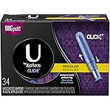 U by Kotex Click Compact Tampons, Regular Absorbency, Unscented, 34 Count